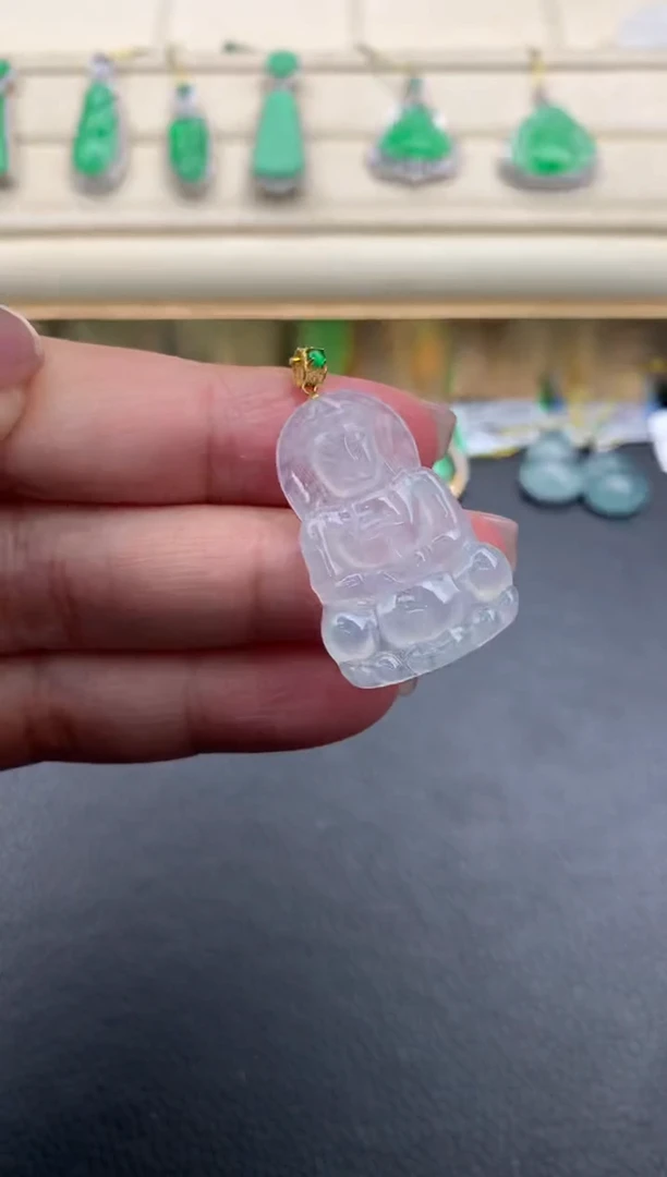 翡翠18K金镶嵌颈饰A123