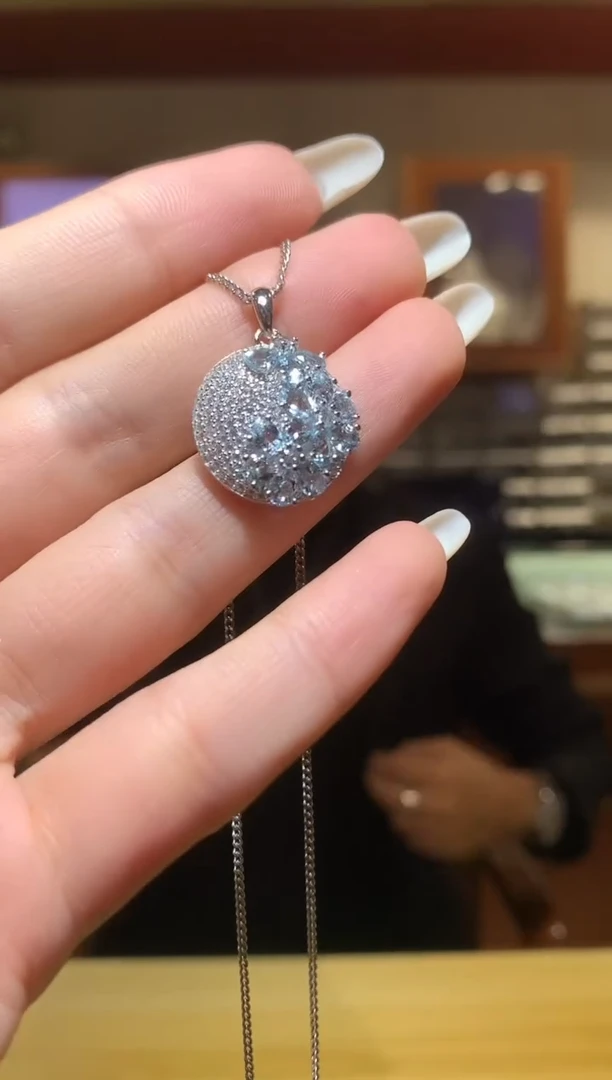 银S925镶嵌吊坠(赠链)海蓝宝石【宝石世家严选】