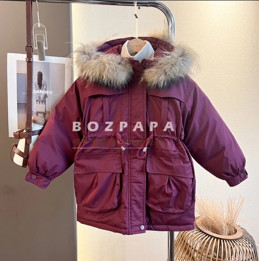 韩版车厘子大毛领羽绒服22956