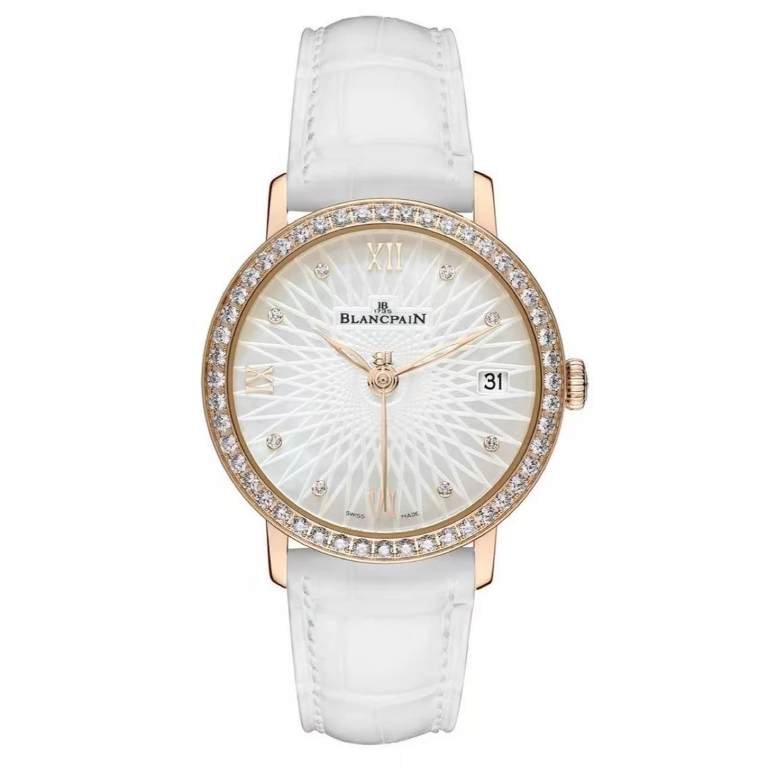 99新 宝珀 6604-2944-55A玫瑰金原钻34mm19年全套 Villeret