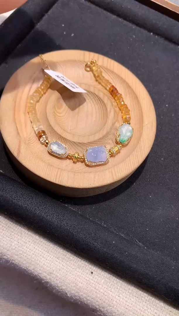 银S925镶嵌手串翡翠手链