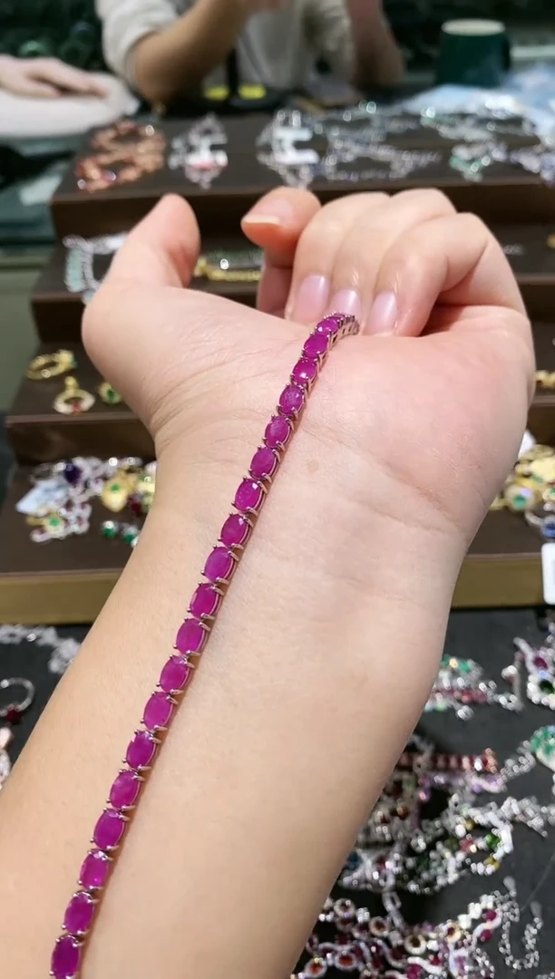 【闪购商品】红宝石手链银S925镶嵌手链