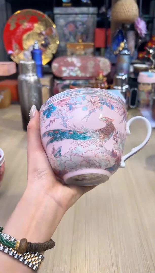 127灵羽和鸣带盖早餐杯-粉色