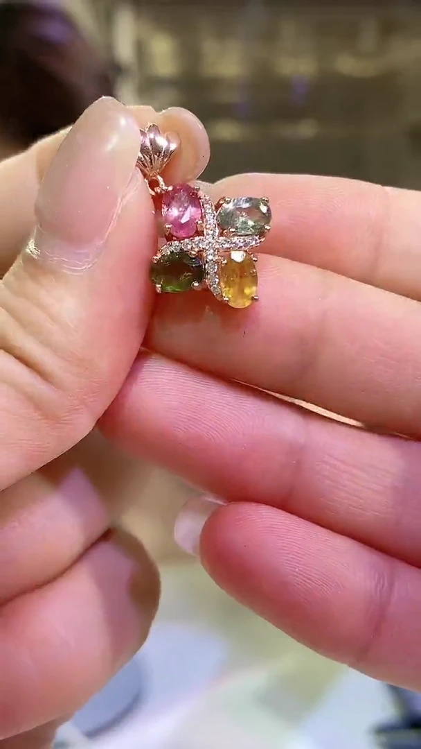 银S925镶嵌吊坠碧玺032ZB1029产品一个