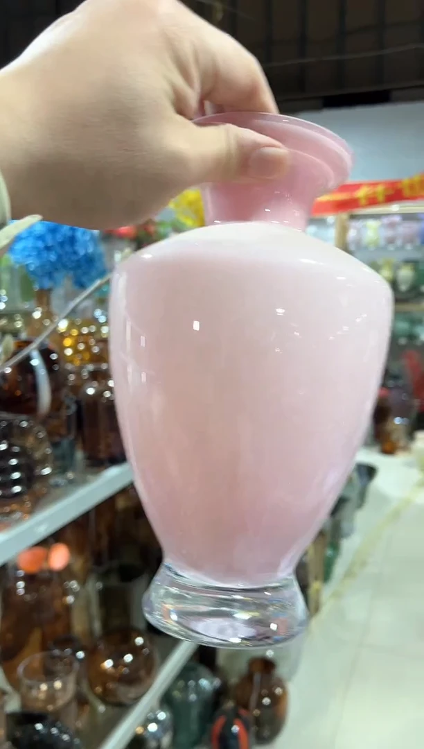 【闪购商品】无铅玻璃粉色花瓶