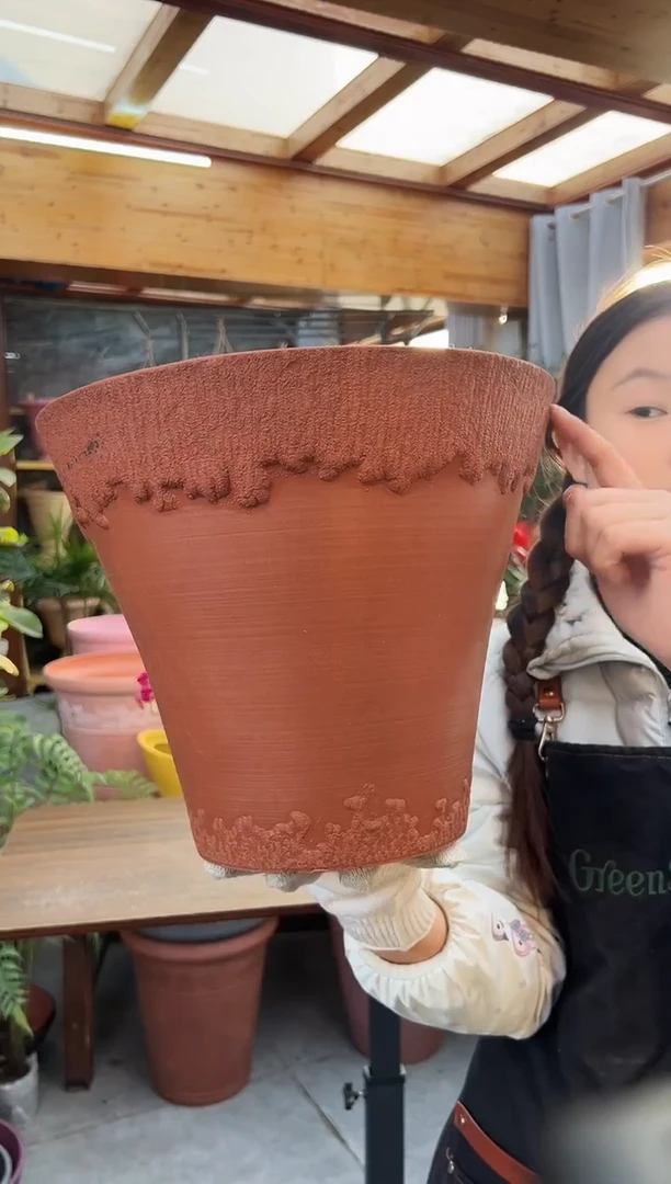 30.5*25.4/陶土色浮雕纹理强体花盆/11G30