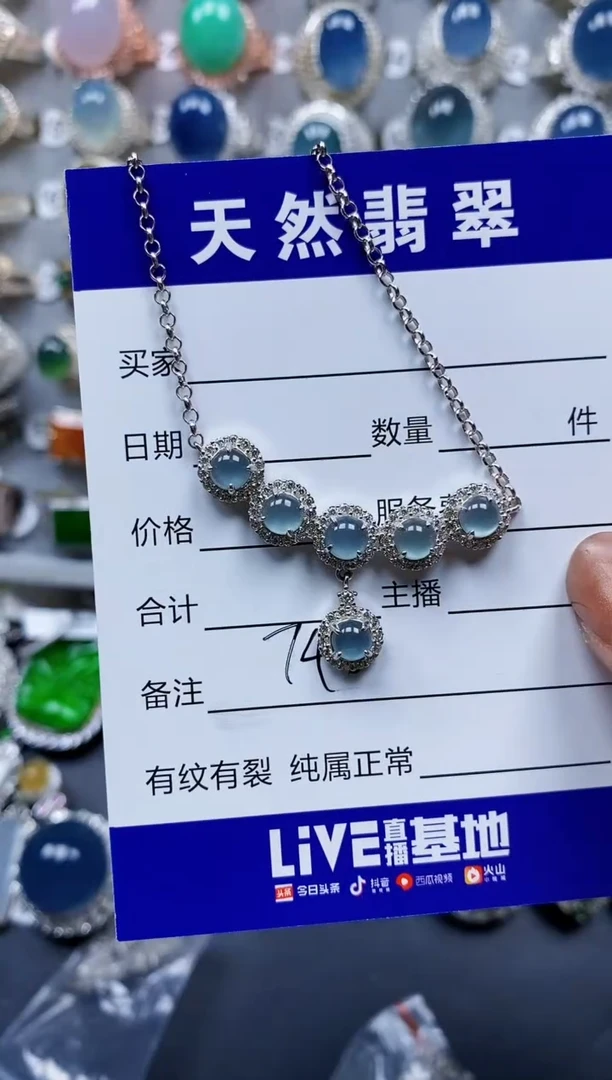 翡翠银S925镶嵌颈饰0748