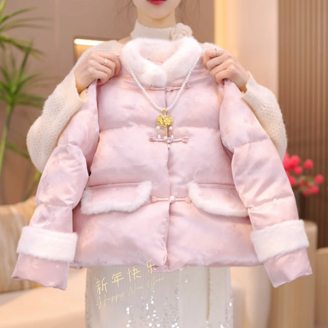 女童冬装外套新中式国风棉服小女孩加厚保暖拜年服冬季新年外套