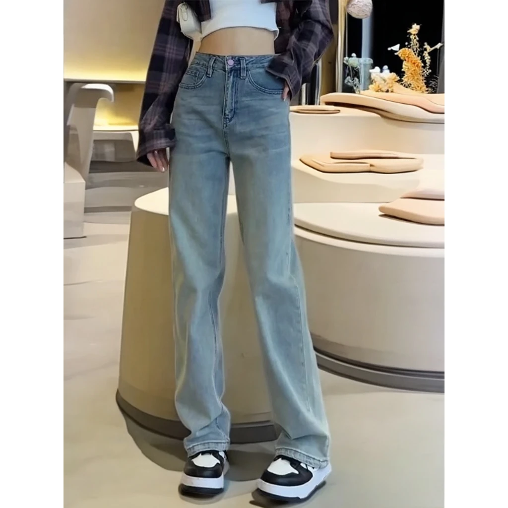 莱赛尔天丝垂感牛仔裤女2025秋装薄款高腰显瘦垂感直筒阔腿拖地裤