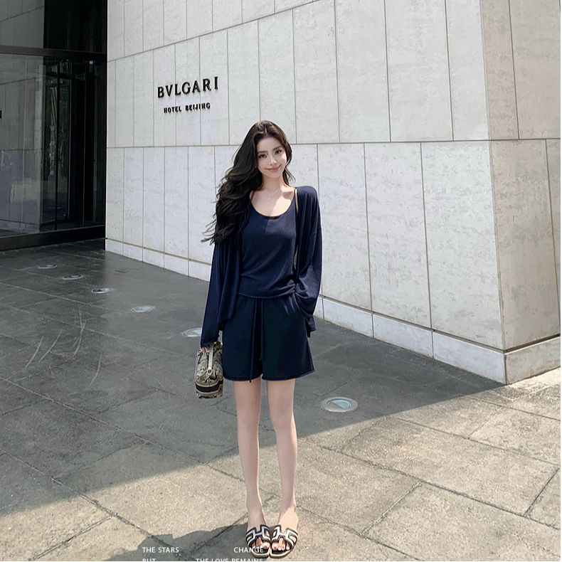 “松弛感空调系列”透气呼吸感高捻丝麻 夏日舒适针织-时尚套装