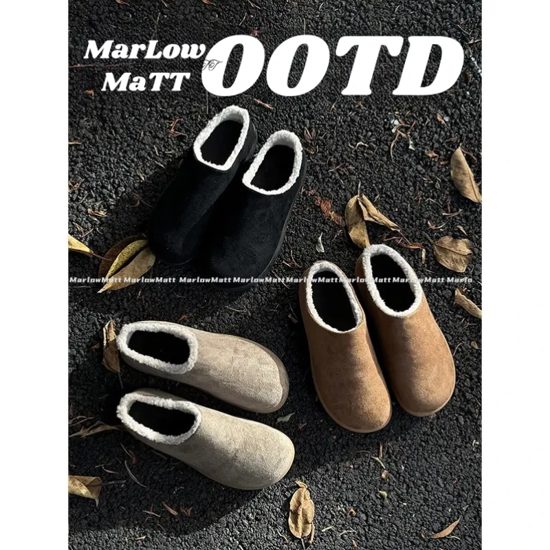 MarlowMatt'抖音双11'极简懒人一脚蹬加绒加厚穆勒鞋保暖勃肯鞋子