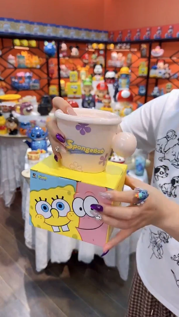 瓷片@@派大星陶瓷早餐杯带盖碟