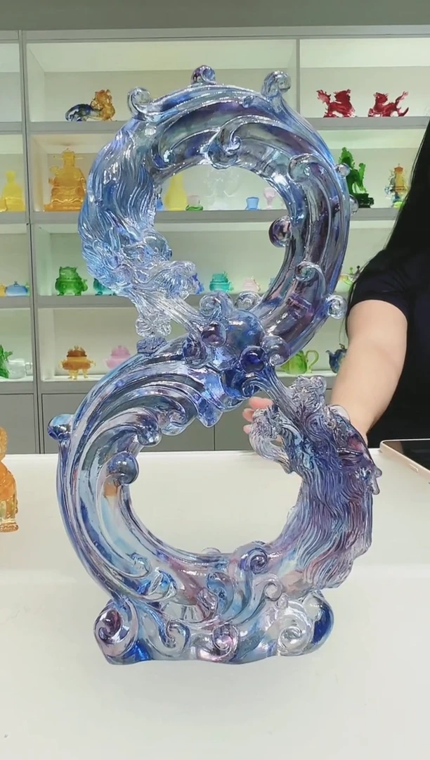 手工艺品琉璃古法琉璃双龙戏珠
