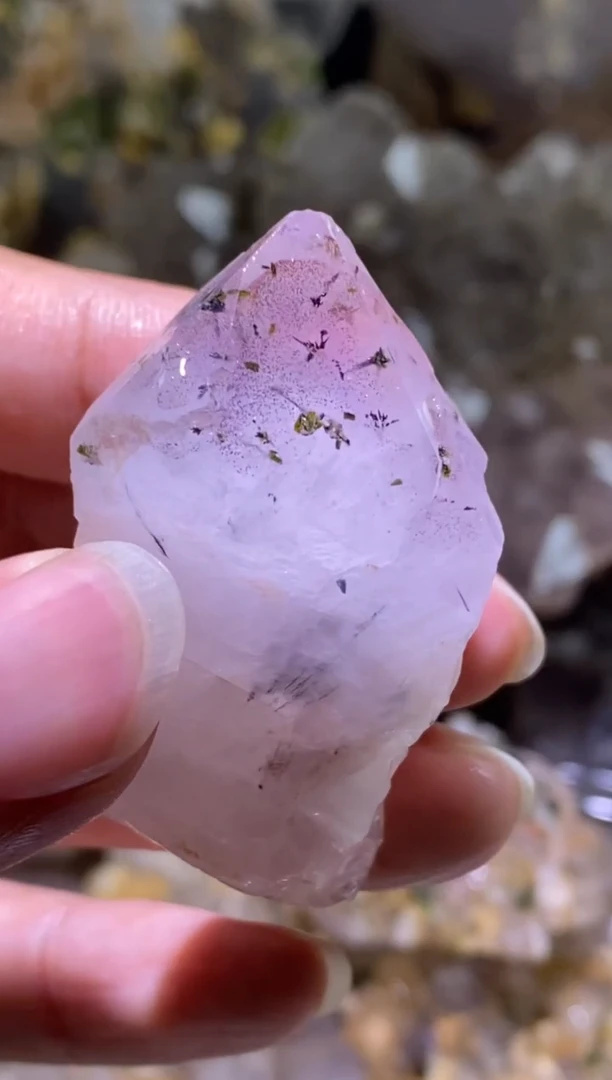 未镶嵌珠宝半成品水晶83号 超七带隐山发晶花园水晶权杖