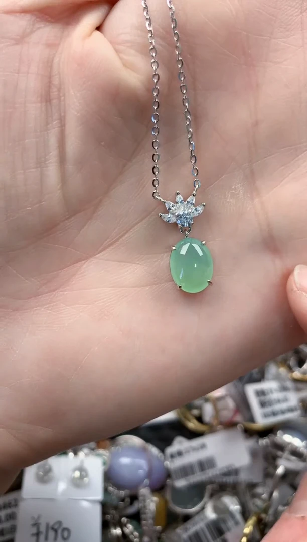 银S925镶嵌戒指翡翠7----7