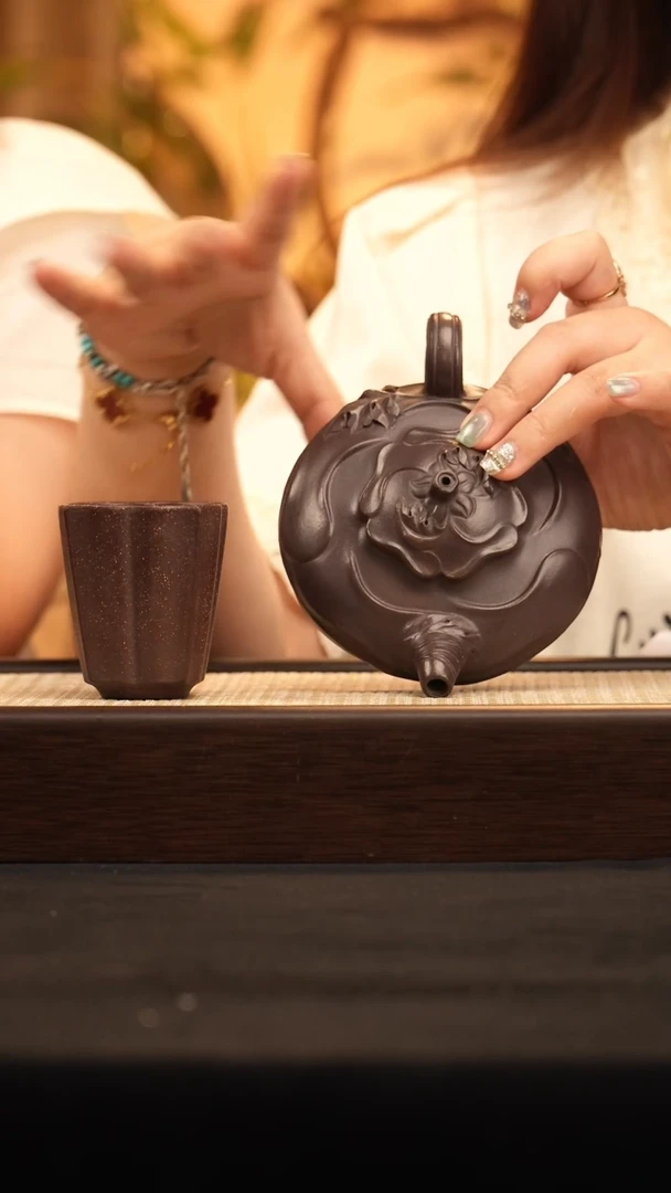 茶壶紫砂YF风卷葵 天青-杯