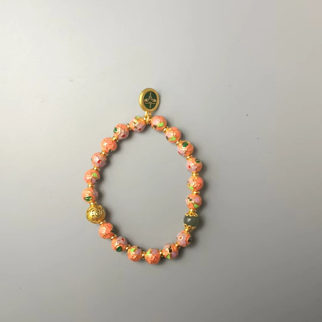 和田玉非遗手工珐琅景泰蓝手串（橙）