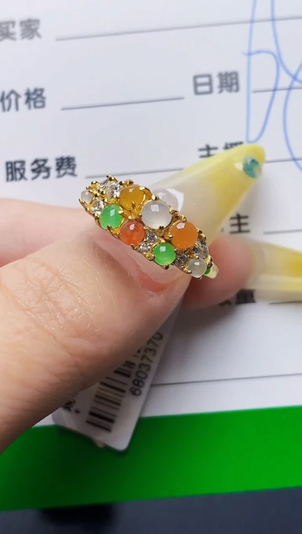 银S925镶嵌戒指翡翠8040