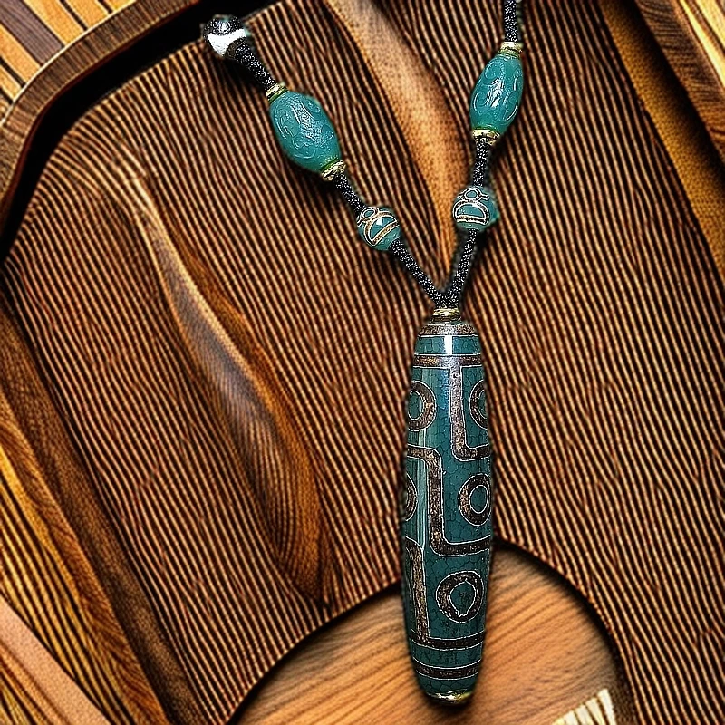 天然老矿玛瑙真品青稞供折线九眼颈饰