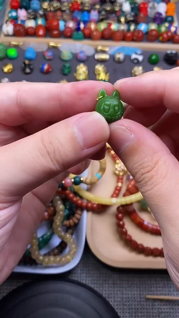 手工艺品琉璃菠菜绿配件 单个发