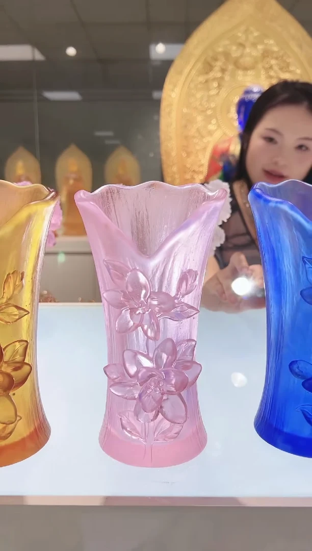 手工艺品琉璃古法琉璃栀子花花瓶