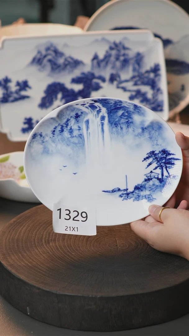 盘手绘釉下彩陶瓷餐具1329