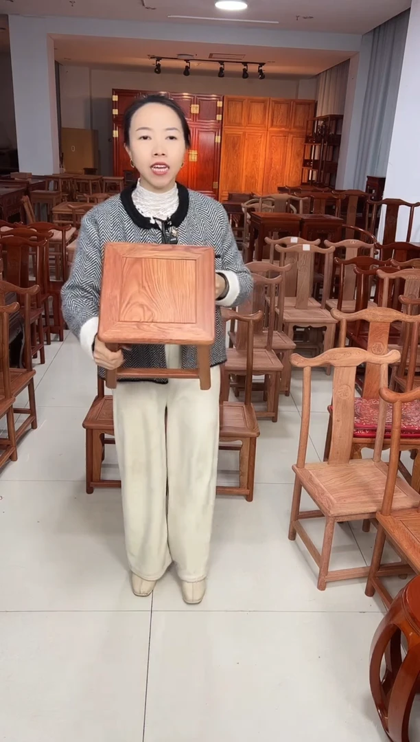 花梨木类端景台浩*小巴花打蜡小方凳