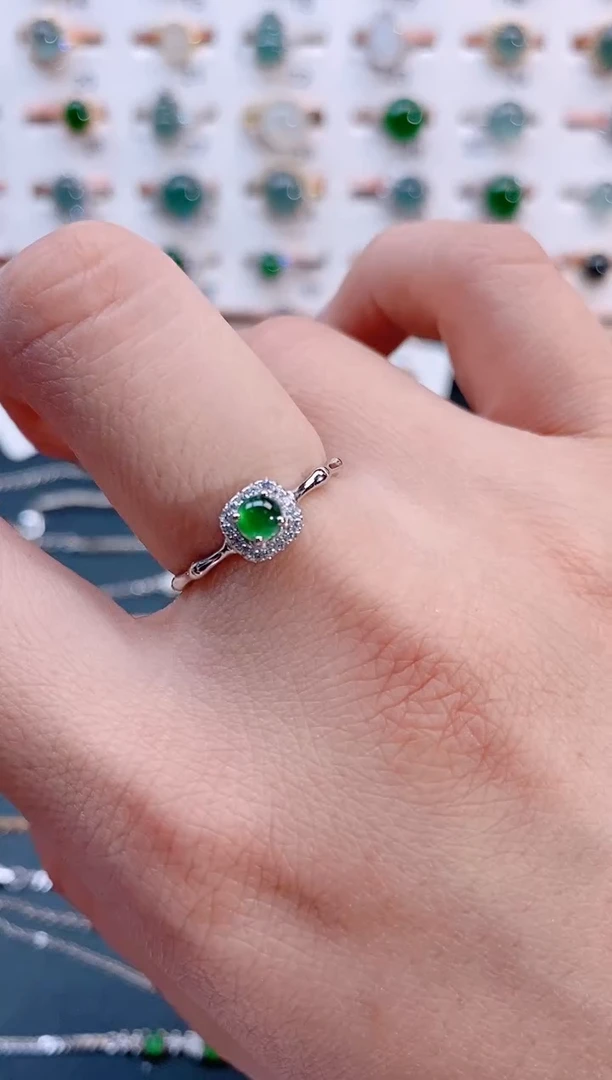 银S925镶嵌戒指翡翠天然翡翠