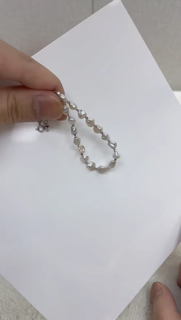 银S925镶嵌淡水珍珠手链