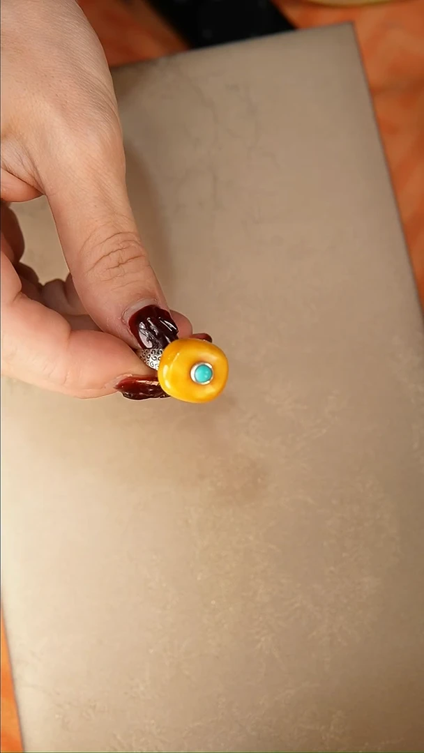 【闪购商品】琥珀戒指银S925镶嵌戒指