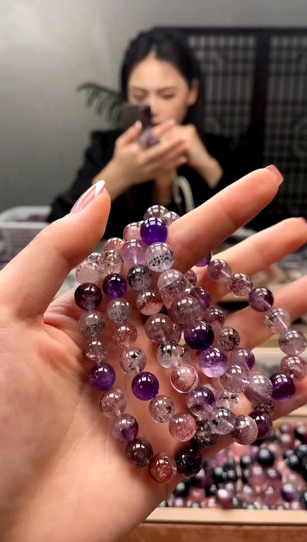未镶嵌手串水晶【迎迎甄选】超七黑加仑手串9mm 多样性发一