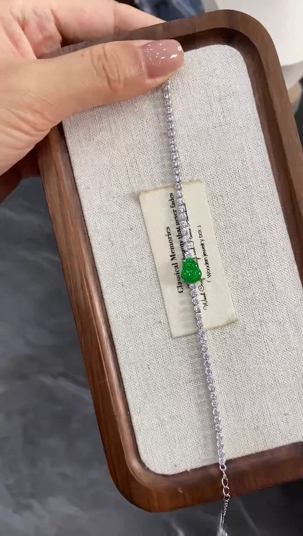 银S925镶嵌挂件翡翠手链