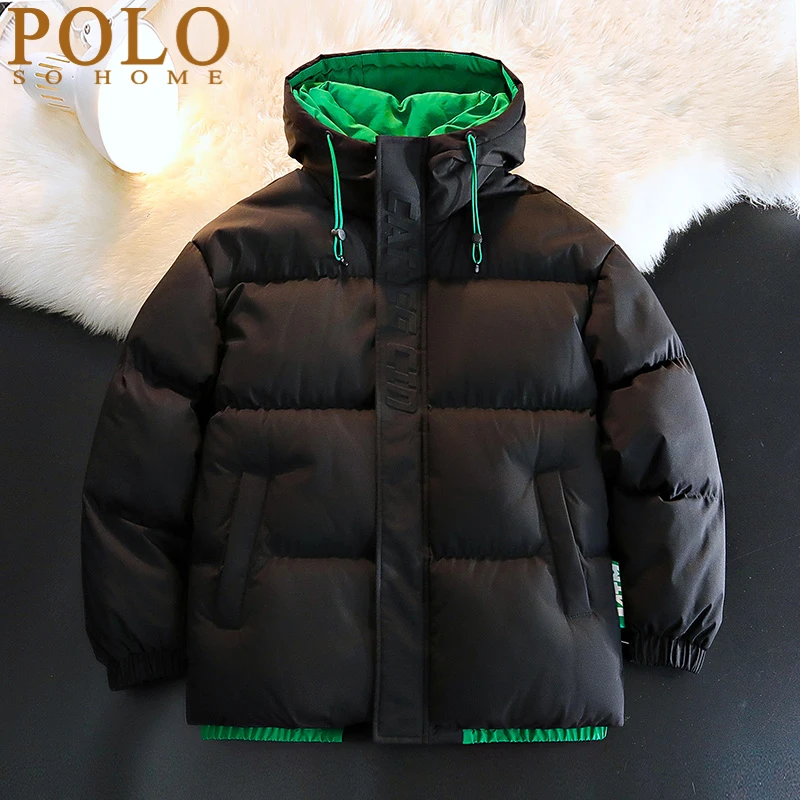 保罗冬季棉服加厚保暖新款防风防水连帽棉袄休闲港风宽松男士棉衣