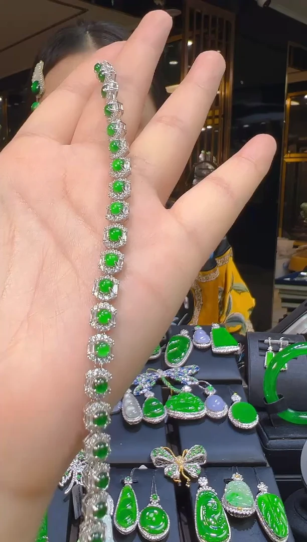 银S925镶嵌手链翡翠105（多样性发其一）