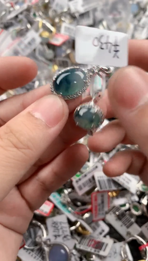 银S925镶嵌戒指翡翠7777----9