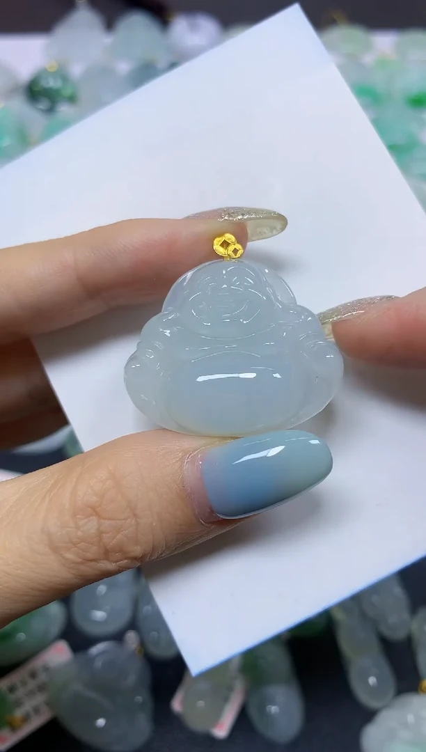 翡翠18K金镶嵌颈饰天然翡翠A货