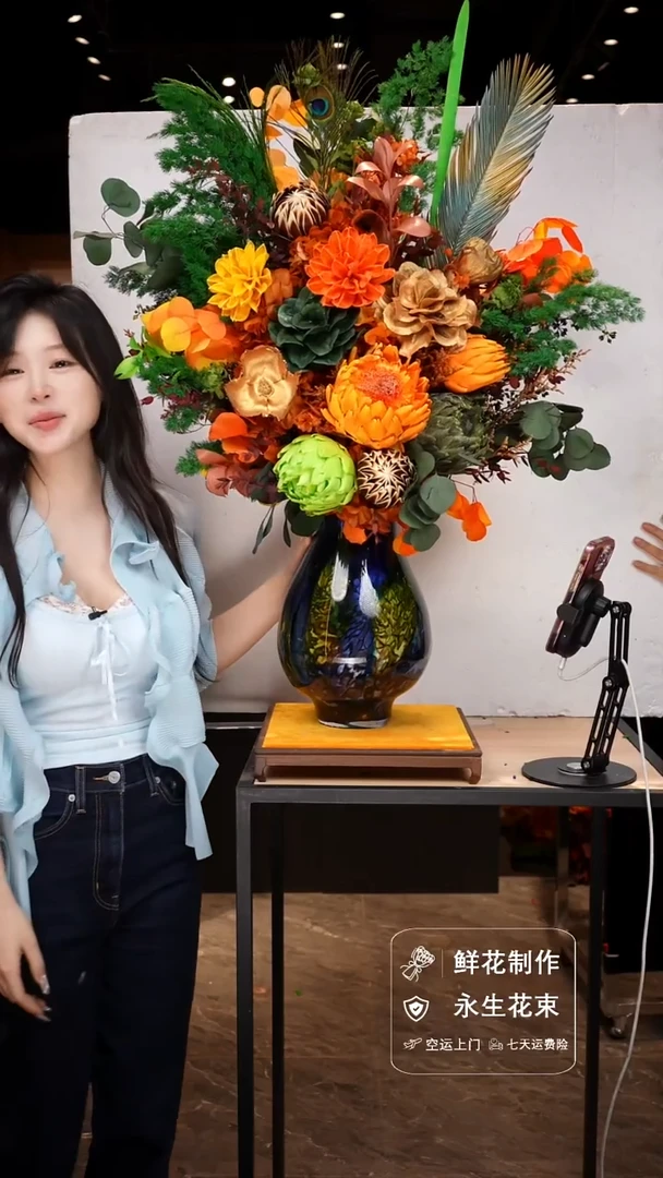 手工艺品琉璃手工花器花束空运包邮送货上门-以图片为准
