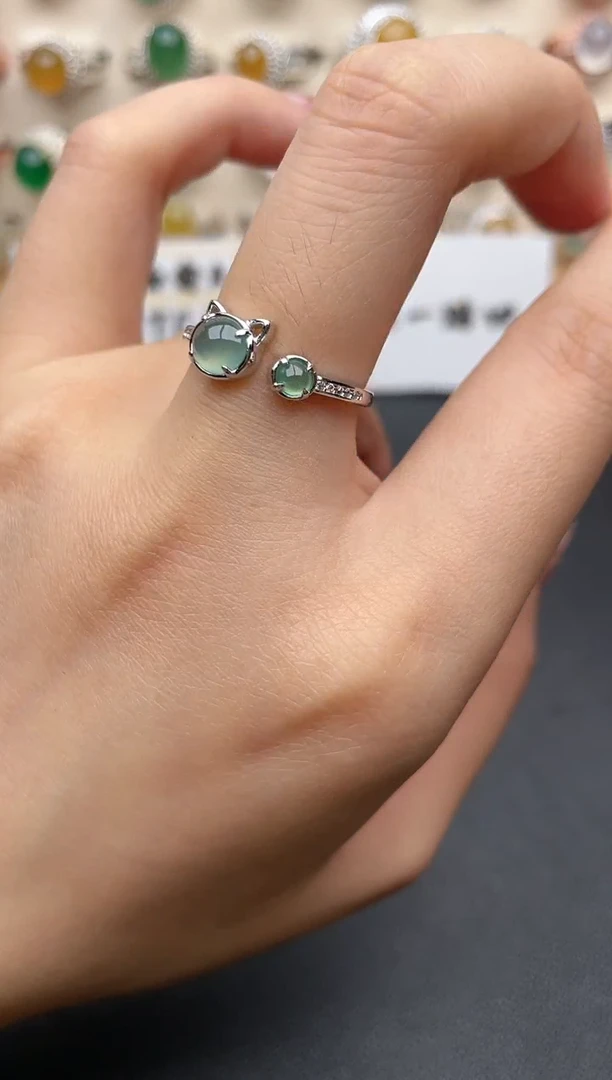 【闪购商品】翡翠戒指银S925镶嵌一物一证一礼盒