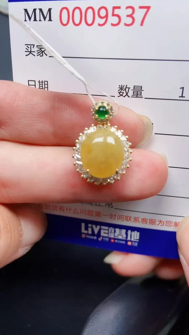 翡翠银S925镶嵌颈饰9537