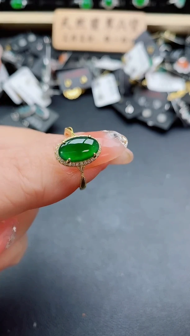 银S925镶嵌戒指翡翠1