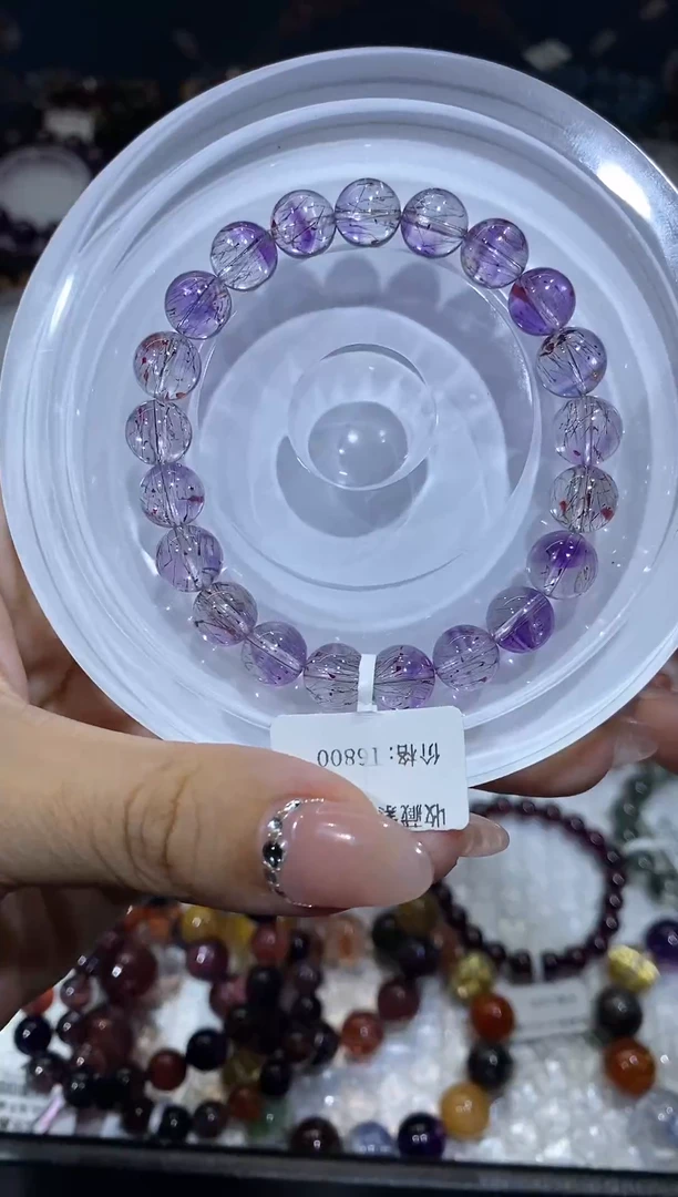 未镶嵌手串水晶紫梅彼岸花9+