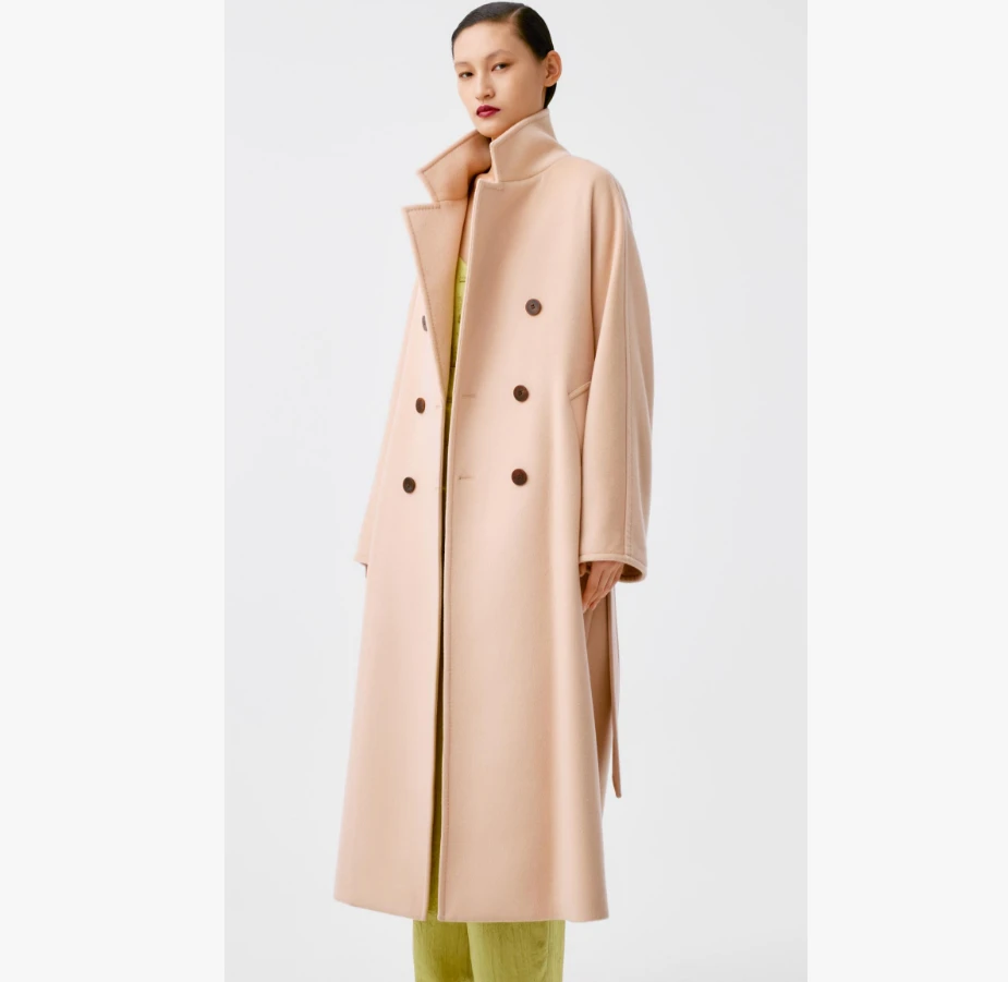 【顾文婷推荐】玉琼国风25 全羊绒经典双排扣翻领长大衣 J25A8254-2