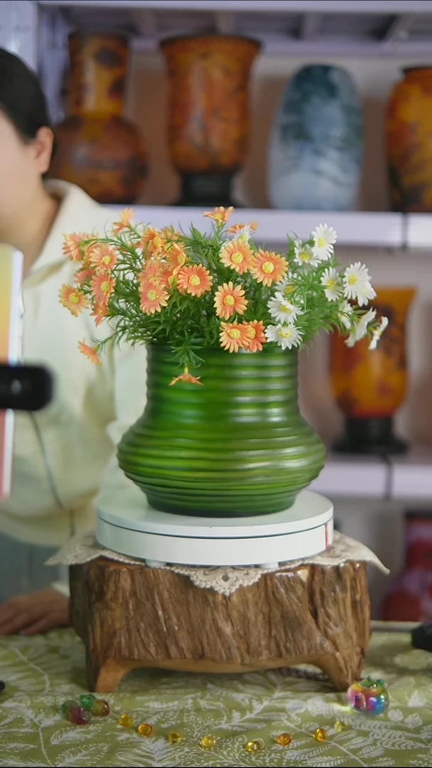 琉璃【7】手工磨刻琉璃花器