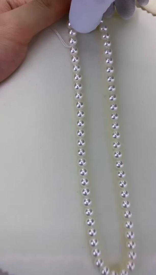 银S925镶嵌DA海水珍珠 GD136 7-7.5 rose串链带大证