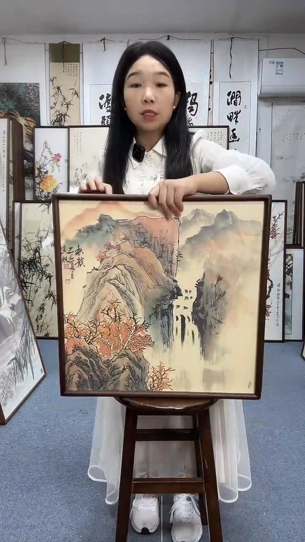 国画52*52实木画框京东包邮手绘