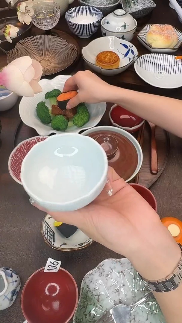 瓷莲花窑变釉蘸料碟（青色）