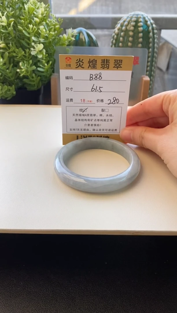 未镶嵌手镯翡翠圈口61.8编码B88