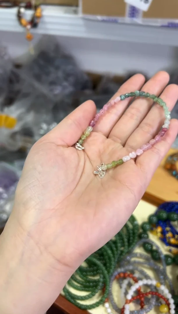 【闪购商品】碧玺手链未镶嵌彩虹碧玺原石随行珠手链[0689]