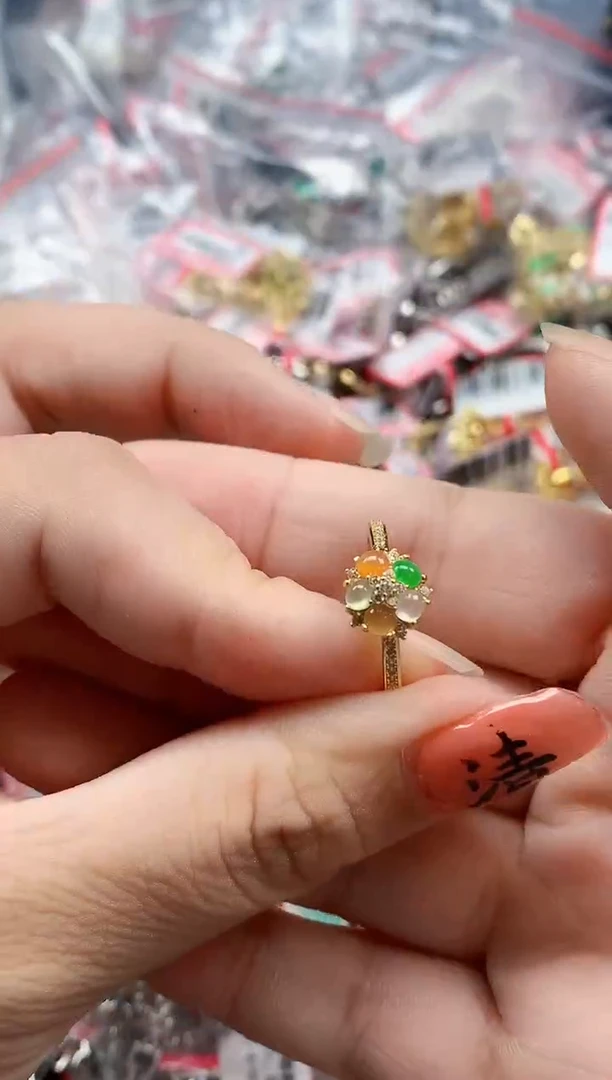 银S925镶嵌戒指翡翠天然A货缅甸翡翠