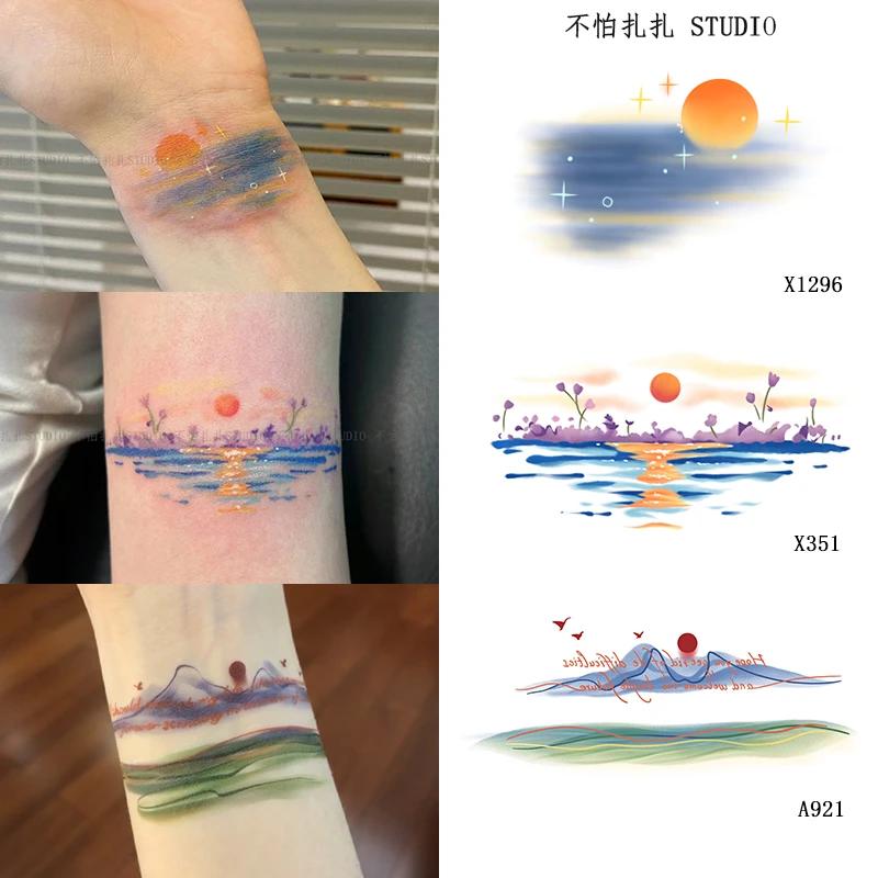 向春山ins风唯美高颜值手腕彩绘纹身贴防水持久遮疤手臂锁骨贴纸